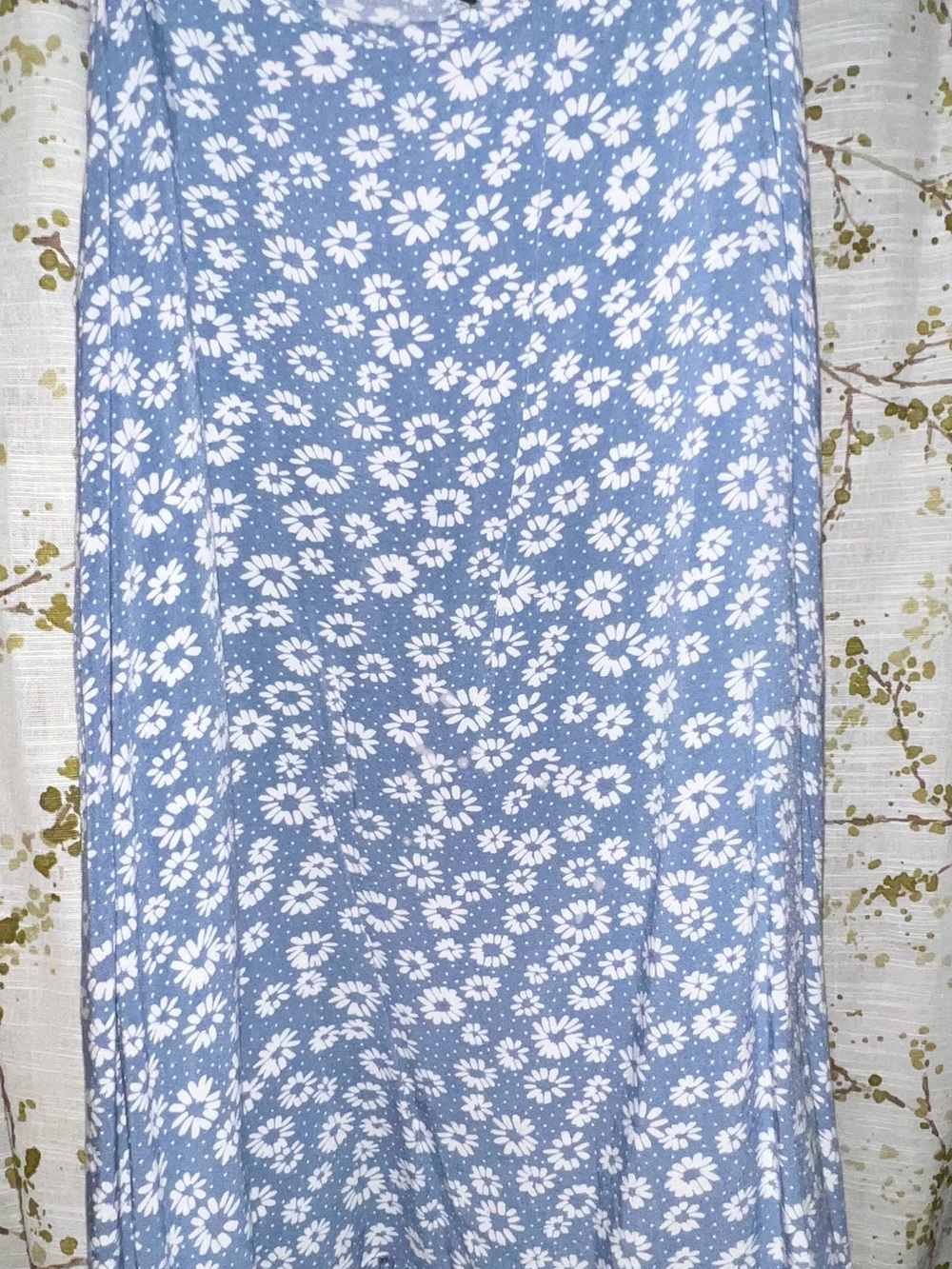 Light Blue Daisy Print Strappy Dress